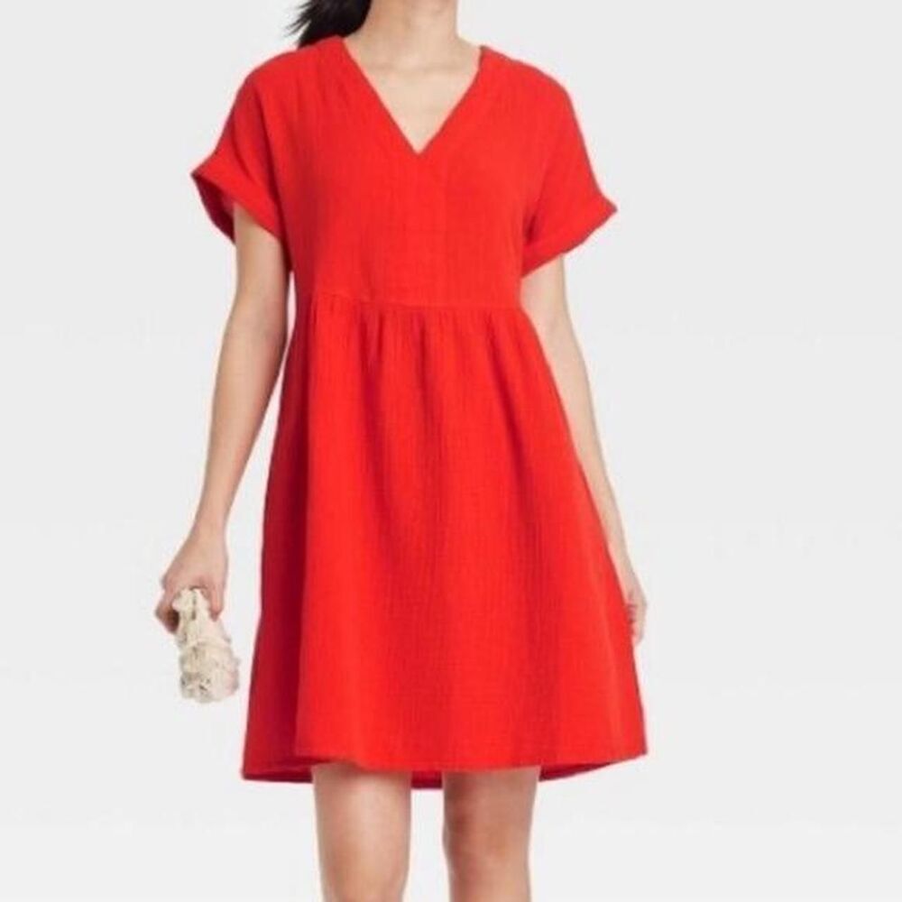 100% Cotton Universal Thread Women's Orange Dress with pocket - Size small